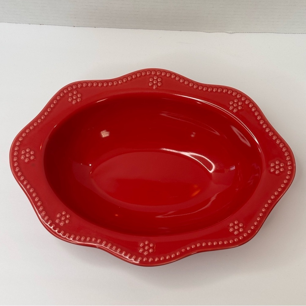 Food Network "Fontinella Red" 11 Inch Oval Vegetable Bowl